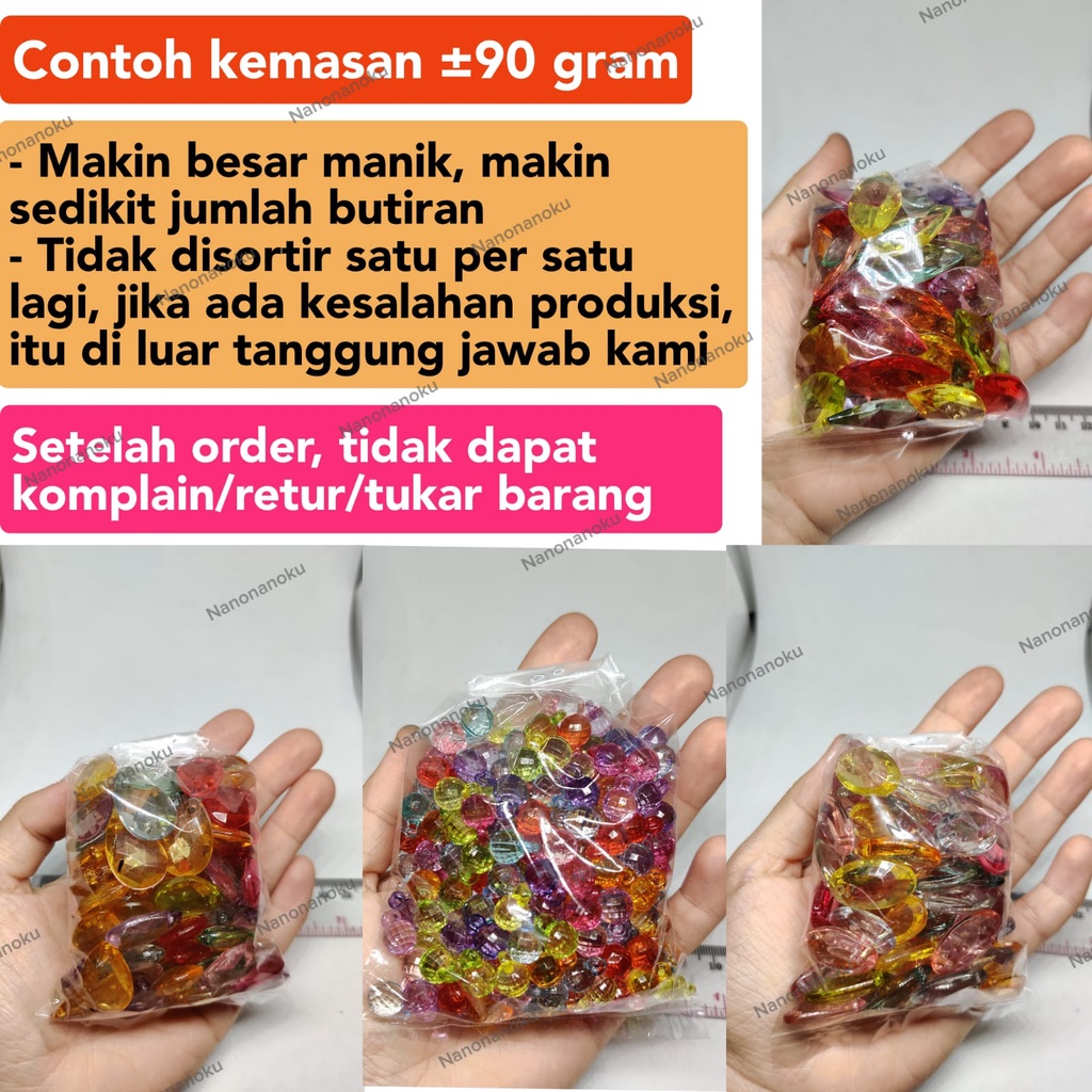 [90 gram] Mote Plastik Motif LUBANG TEMBUS / Manik Craft DIY