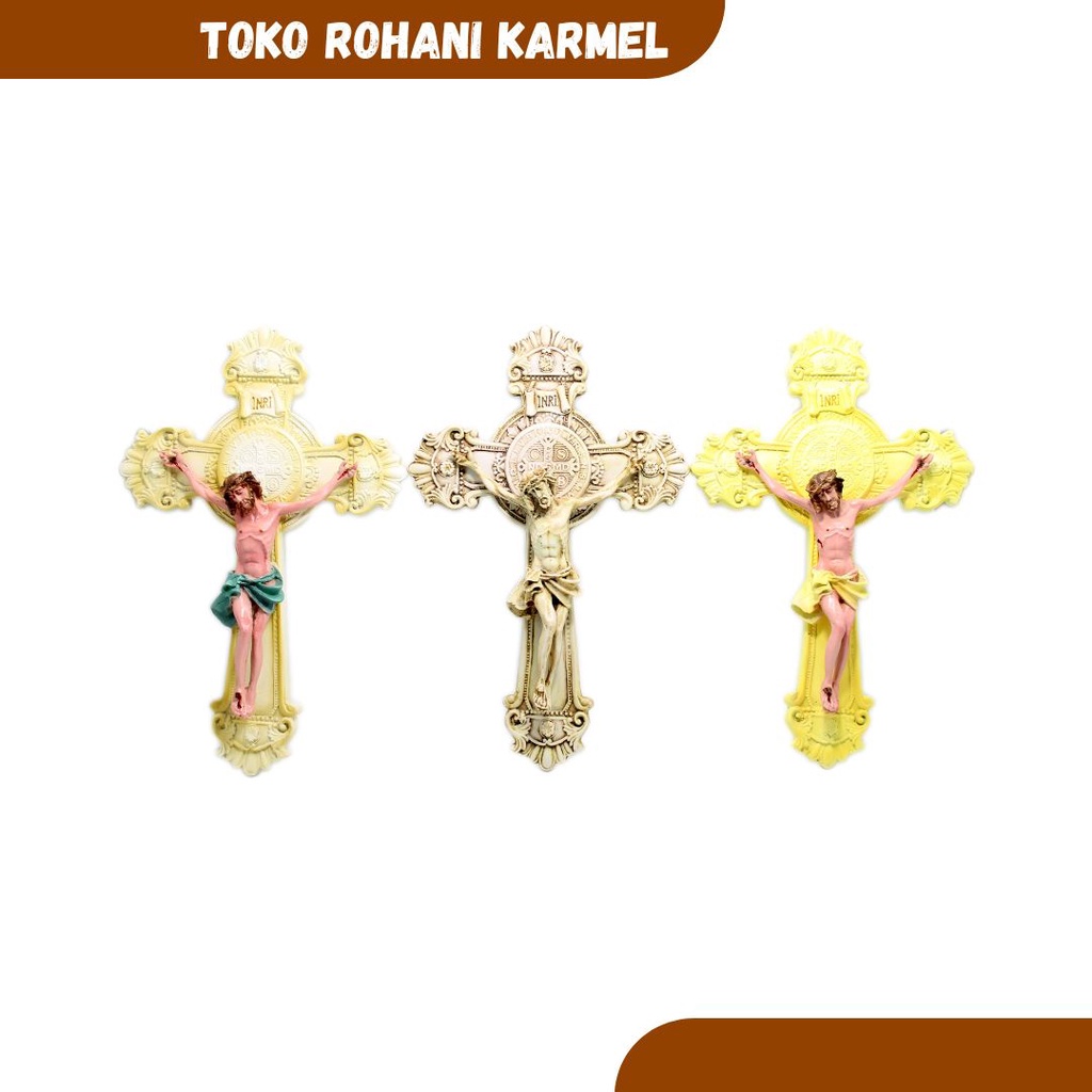SALIB GANTUNG BENEDIKTUS 25 CM (FIBER) / SALIB DINDING KATOLIK / SALIB DINDING KRISTEN / SALIB BENED