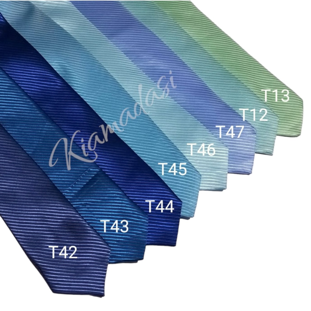 Dasi Pria Biru Salur Satin Import Slim 3inch Ready Stock