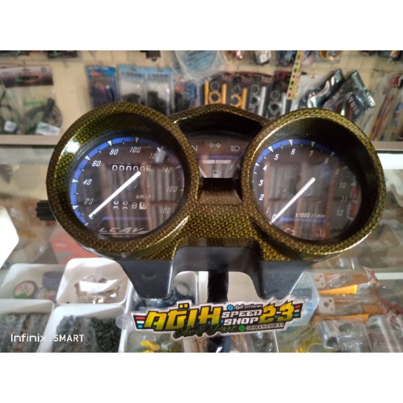 spidometer vixion old carbon gold custom lampu warna