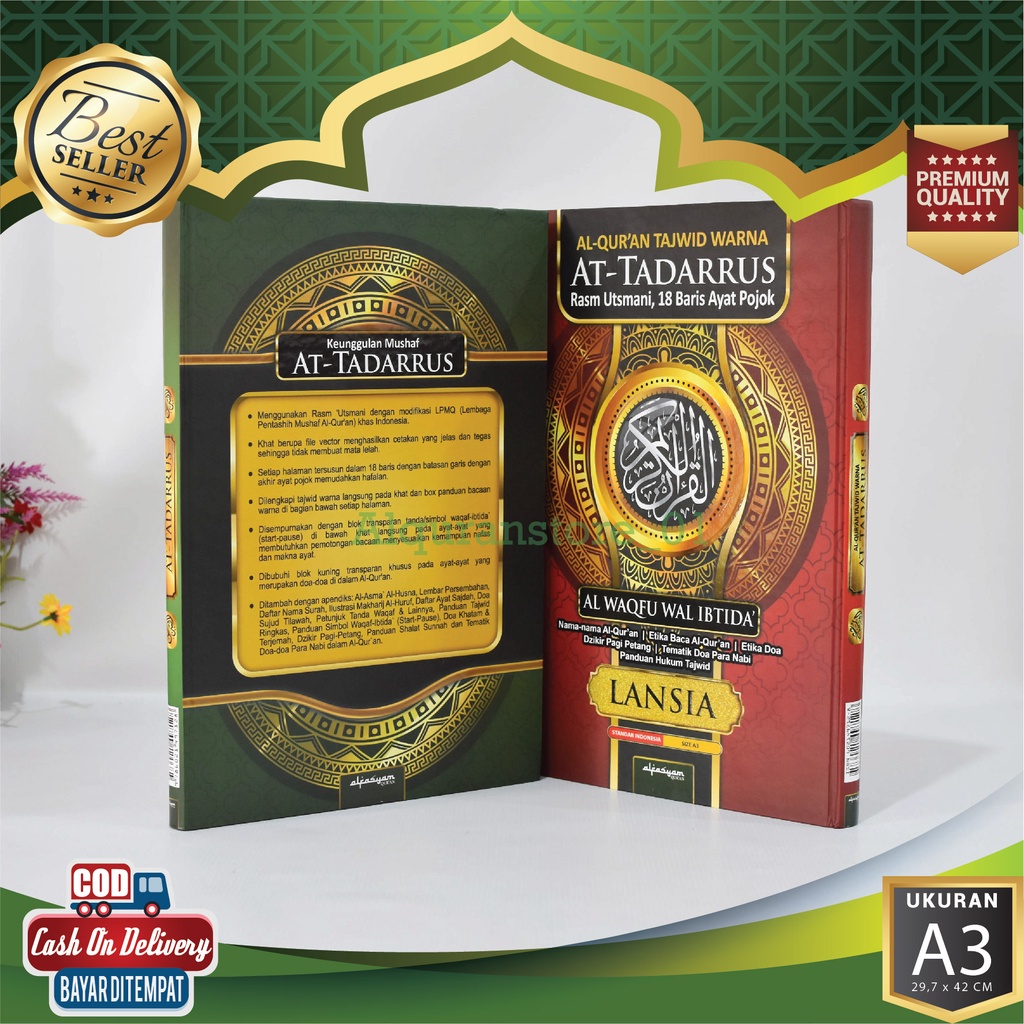 Al Quran A3 At-Tadarrus Cocok Untuk Lansia Orang Tua Alquran Tadarus Non Terjemahan Dan Tajwid Warna