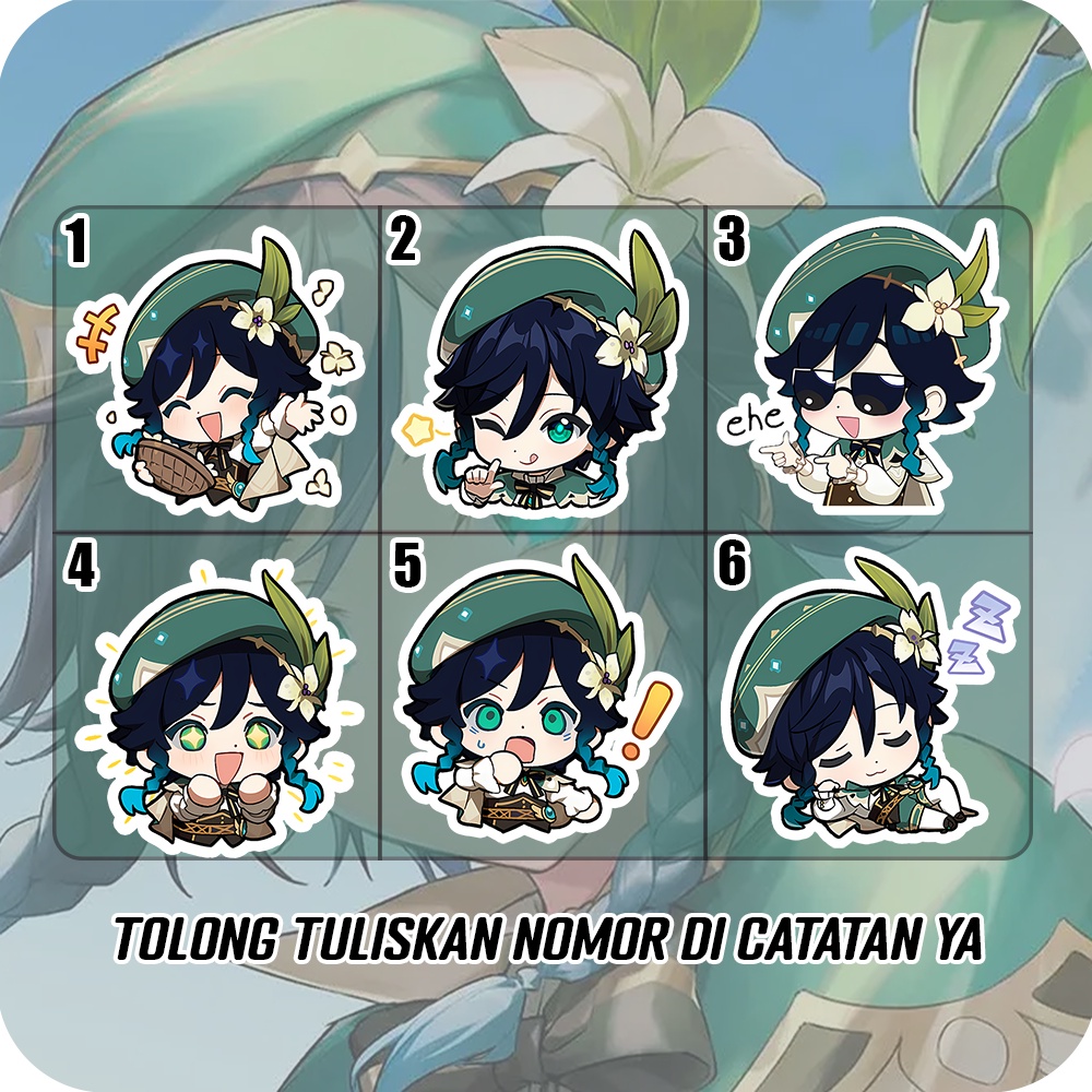 Stiker Glossy Venti Genshin Impact, Sticker Anime Untuk di HP, Laptop, Helm, Motor dll