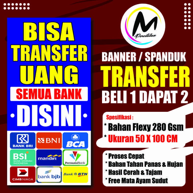 Cetak Banner Konter Spanduk Transfer - Ukuran 50x100 Cm