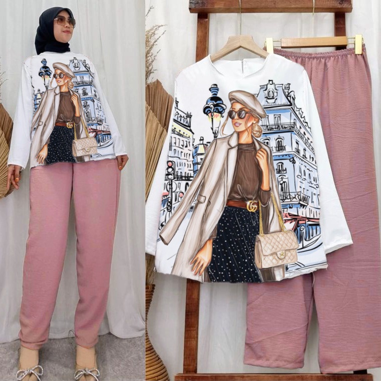 RILLO - MAIRA SET CRINKLE  JUMBO PRINTING DEPAN VIRAL LD 120