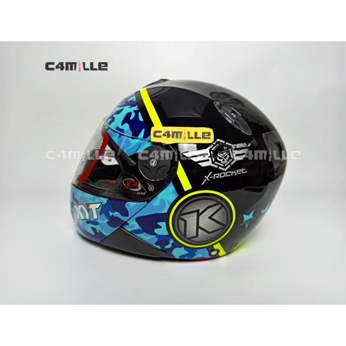 HELM KYT X ROCKET #3 BLACK BLUE FULL FACE XROCKET