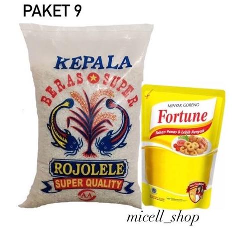 

✧ PAKET 9 Paket sembako Beras 5 liter & minyak 1 liter ✴