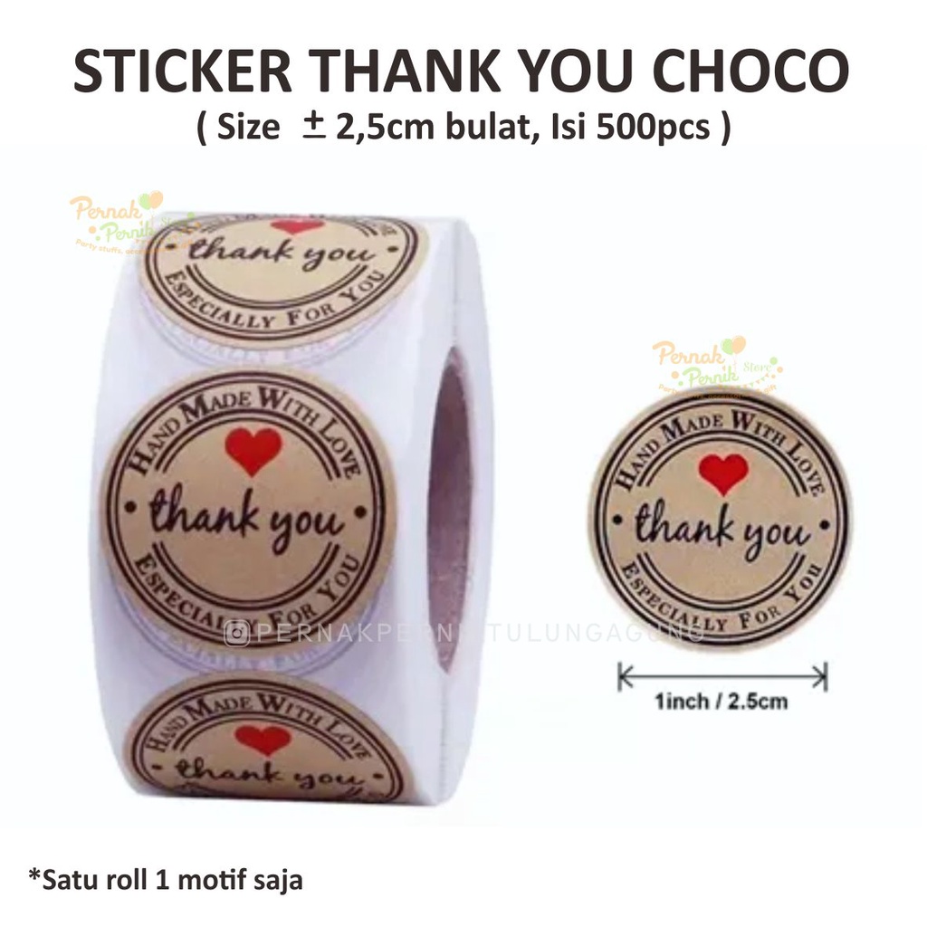 

Sticker Thank You Choco - Isi 500pcs per Roll untuk Sticker Label Hampers / Packing Paket