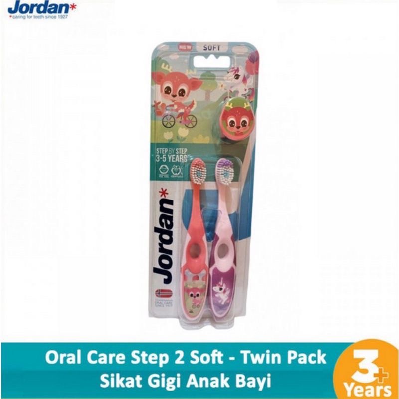 Jordan Oral Care Kids Twin Soft Isi 2 | Sikat Gigi (3-5 Years)