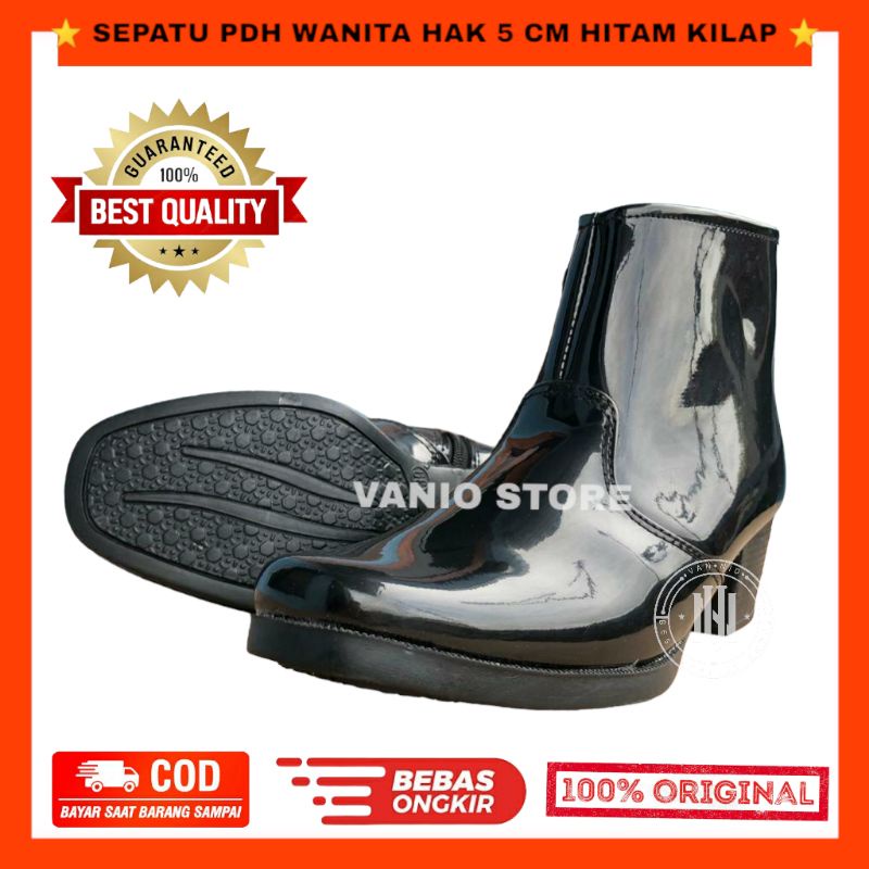 SEPATU PDH WANITA SEPATU PDH POLWAN SEPATU PDH SECWAN SEPATU PDH KOWAD SEPATU PDH SUS HITAM DOFF HAK 5CM BERKUALITAS