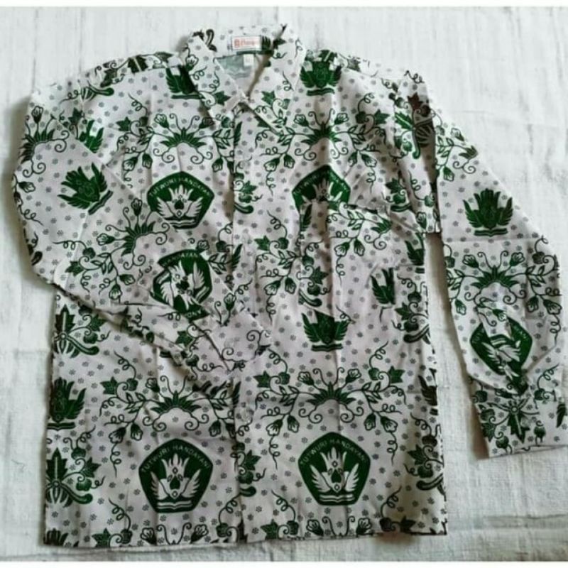 Baju Seragam Batik Hijau Anak SD Panjang