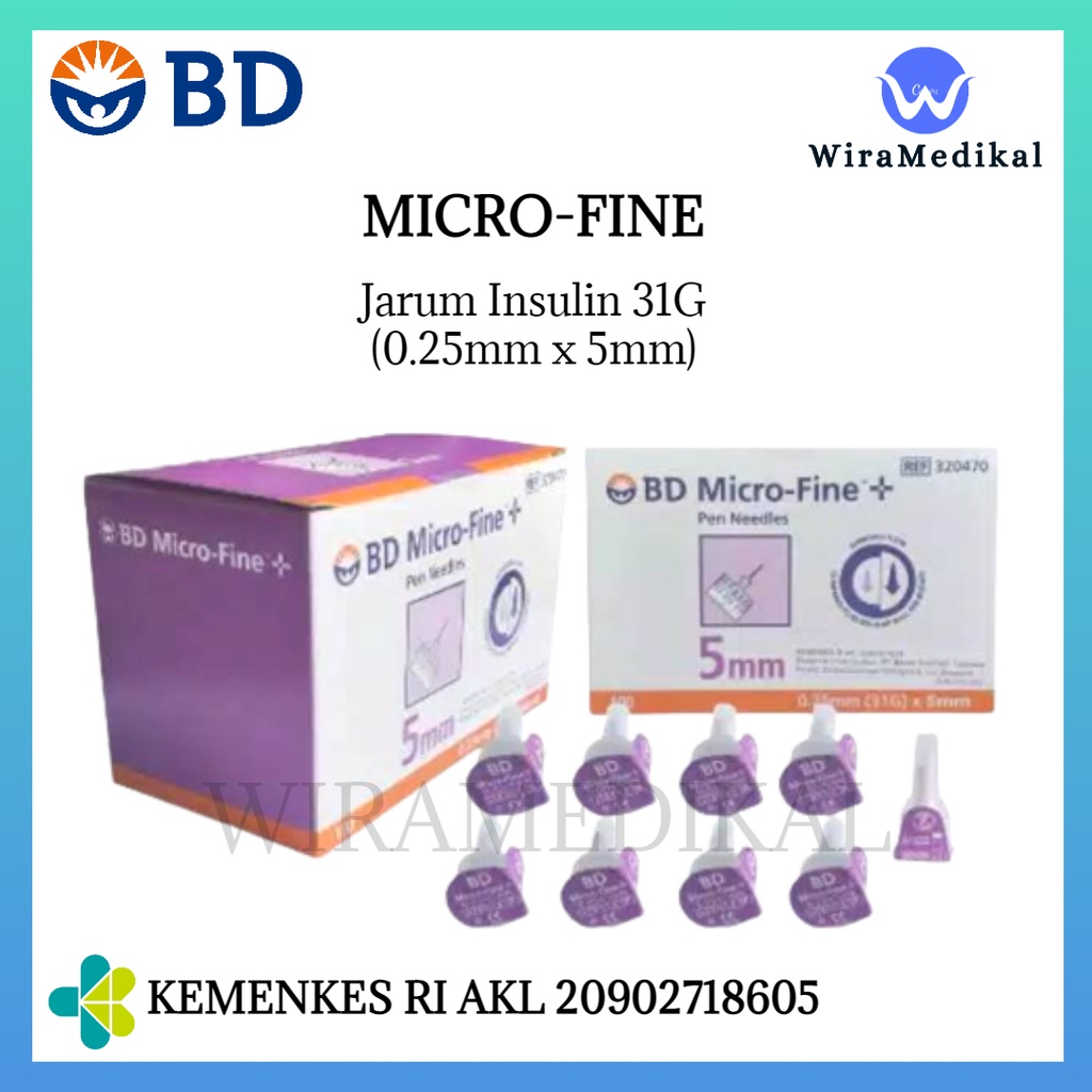 Jarum Insulin Microfine BD Micro-Fine 0,25mm x 5mm Ungu 31G Ultrafine