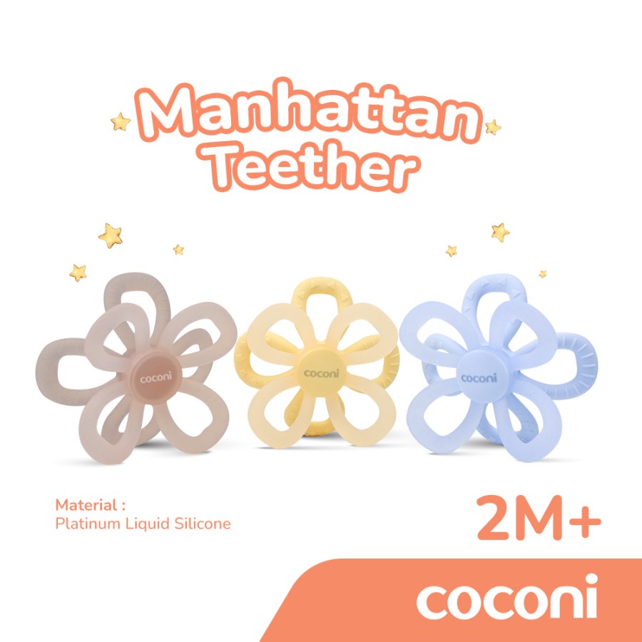 COCONI Manhattan Toy Sensory Teether | Gigitan Bayi Silicone Lembut