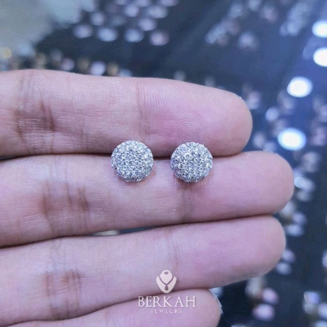 Anting giwang emas 700 berlian eropa asli bersertifikat memo card