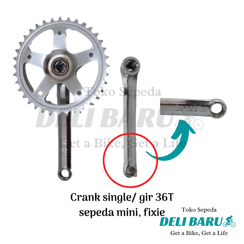 Deli baru Crank single speed 36T CP gir tengah chrome model as kotak sepeda mini fixie