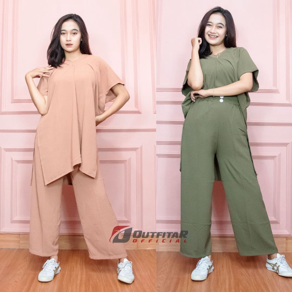 Setelan Wanita Set Curley Cringkle Premium ( Atasan+Pants )