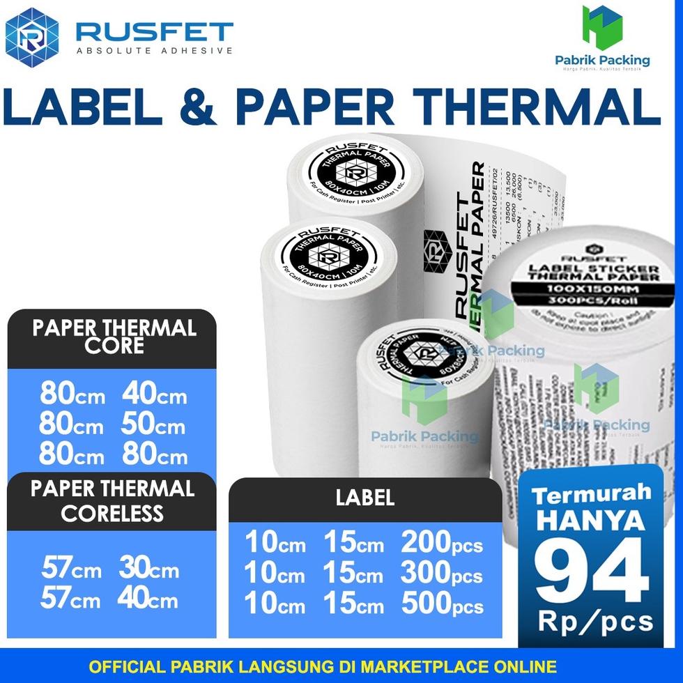 

[ART. 9327] Stiker Label Thermal Paper Resi Barcode 100mm x 150mm A6 Sticker RUSFET TERMURAH