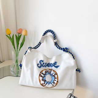 Bag Embroider  Cartoon Alphabet Canvas bag Tote Bag Student Zipper Crossbody Bag 10105