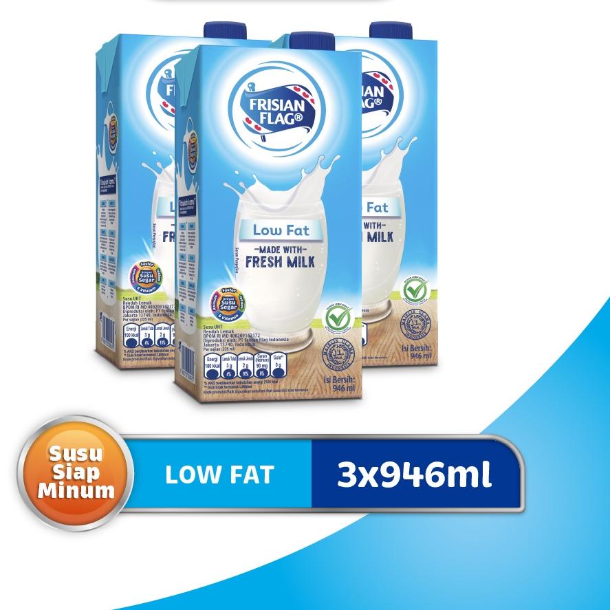 

❂ Frisian Flag Susu UHT Purefarm Low Fat 3 x 900 mL ♣