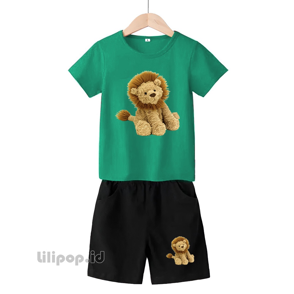 Baju Anak Stelan Kaos 3/4 lion Doll Cowok Cewek  Usia 1 - 4 Tahun Celana Pendek Harian