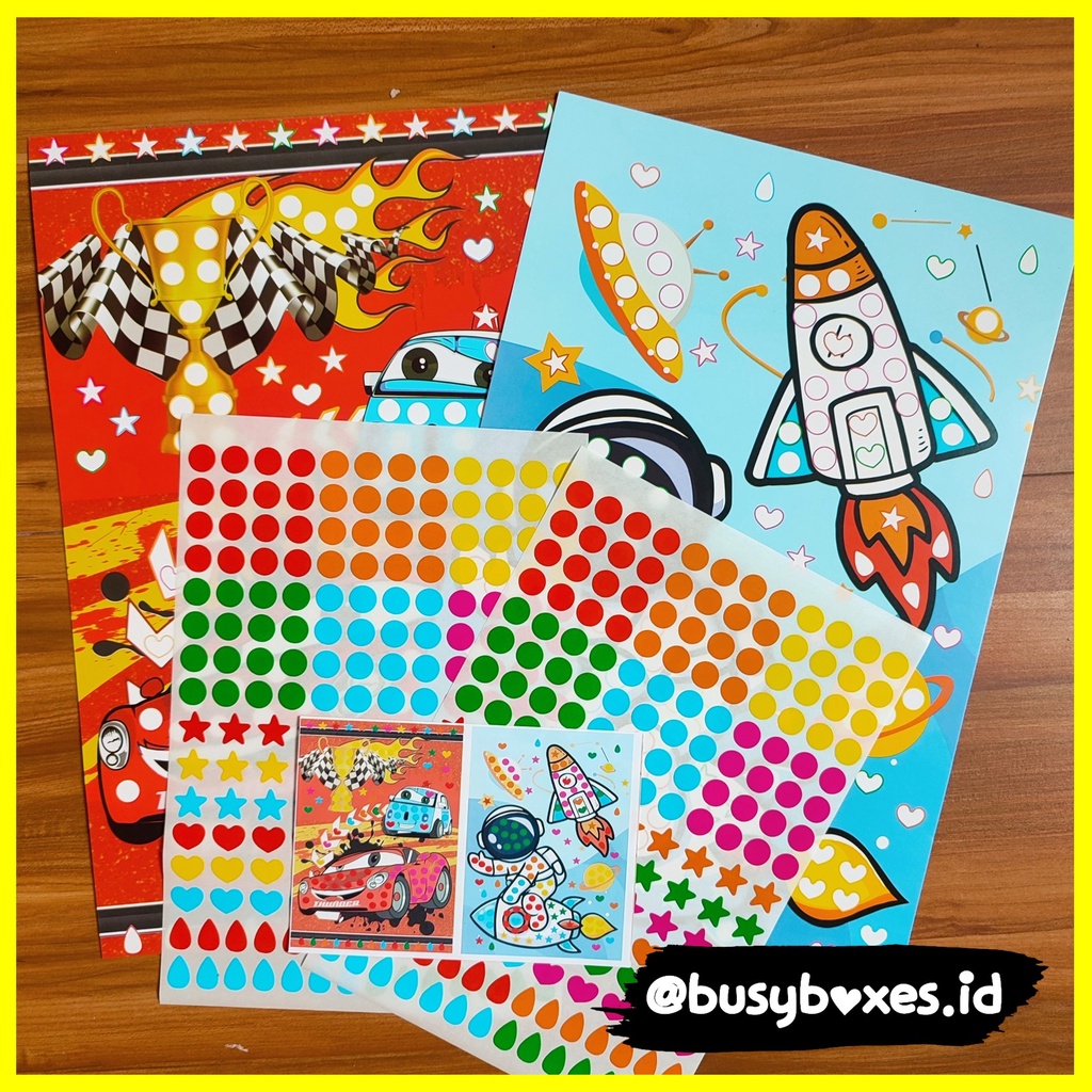 [busyboxes.id] Mainan Edukasi anak 3 tahun aktivitas menempel sticker rainbow seri mobil balap