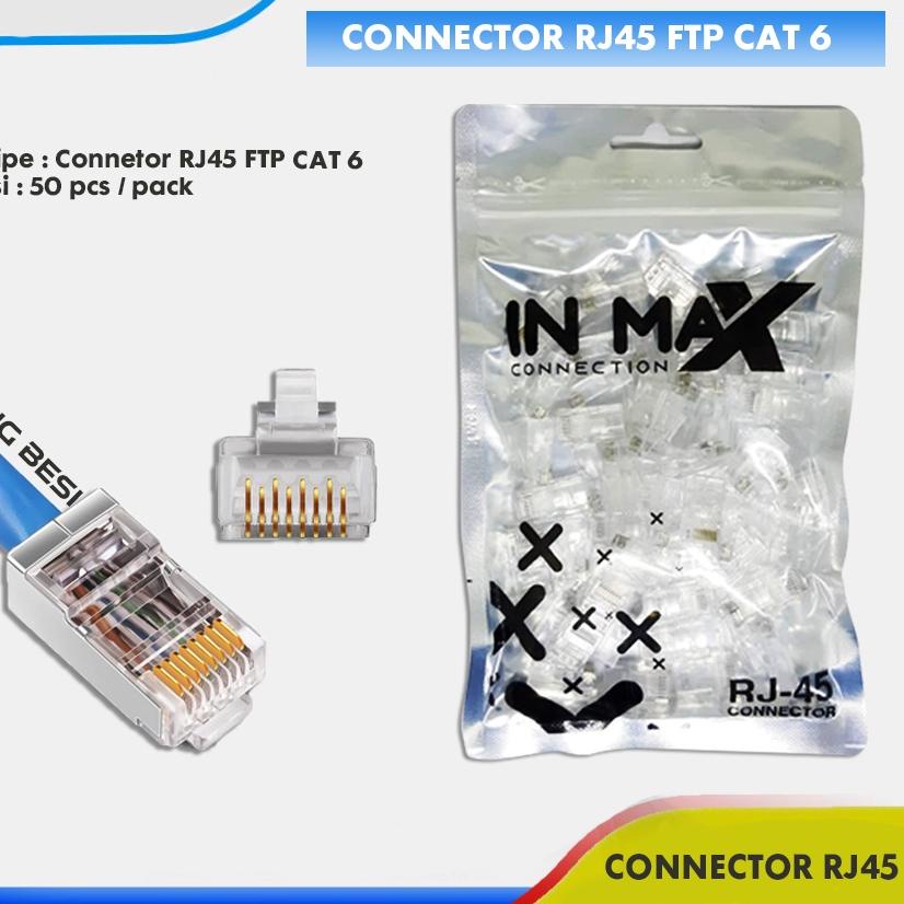 ◘ Connector RJ45 FTP Cat 6 Outdoor 50pcs Konektor RJ45 Besi Cat5e Cat6 ♩