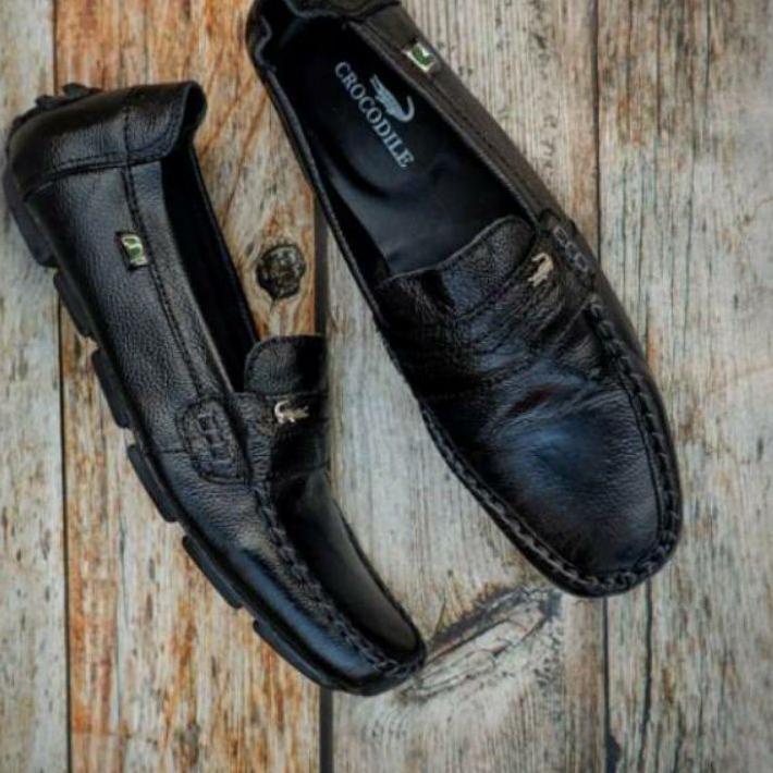 ☊ Sepatu kasual pria Slip On  Crocodile formal kerja pantofel kulit asli original terlaris ☝