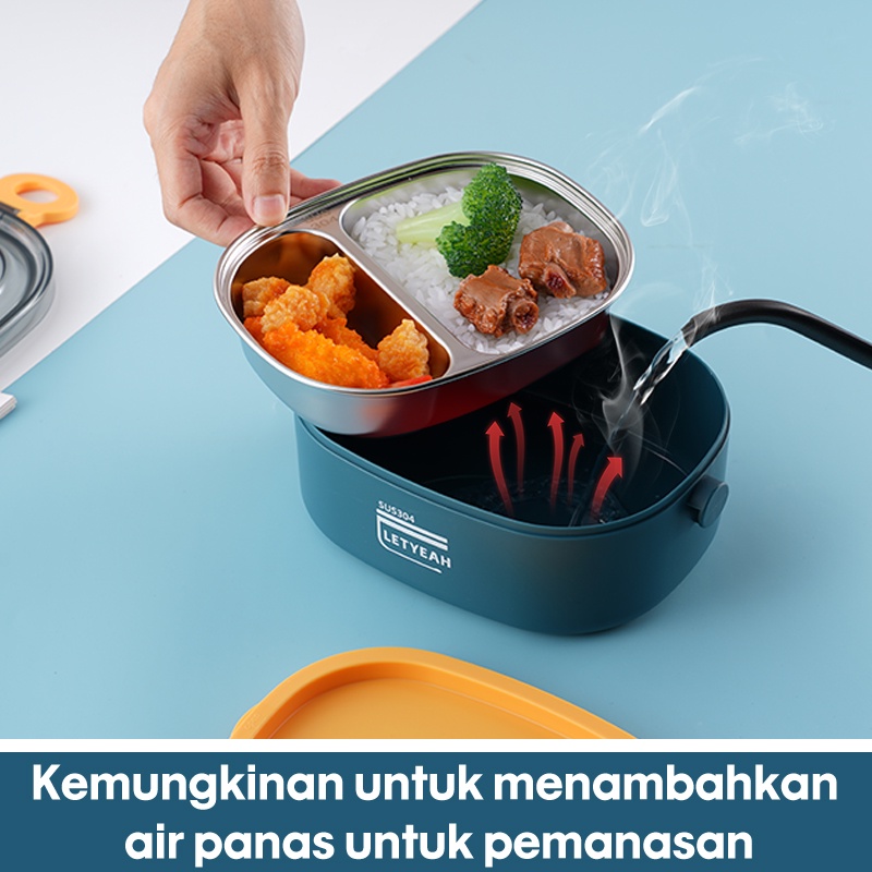 Letyeah &amp; Kaizenliving Bento Box Kotak Stainless Steel 304 Kotak Makan Dewasa Anak 800ML