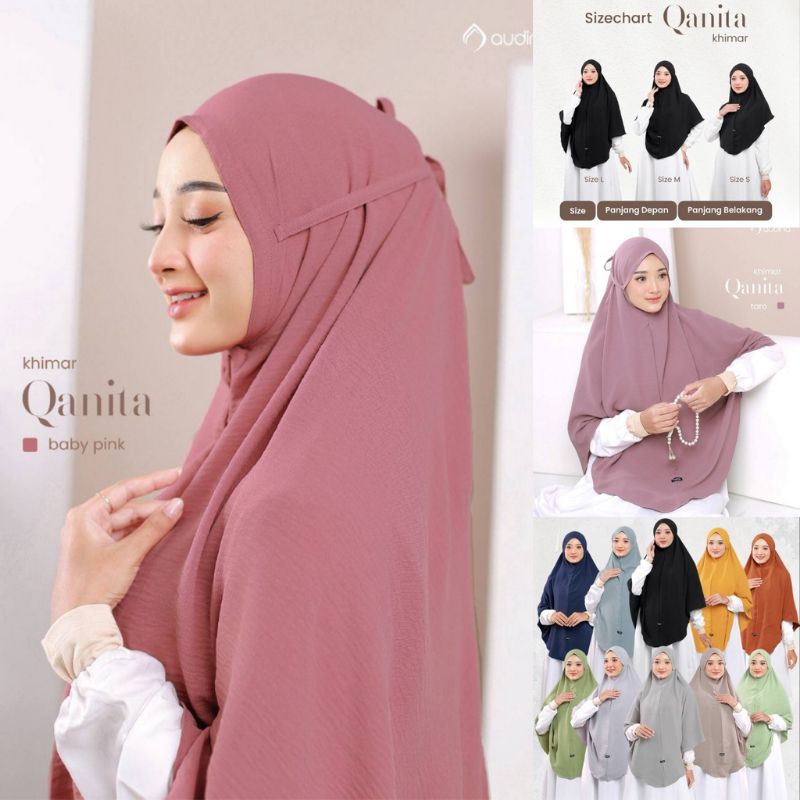 Qonita Khimar Ori Audina Hijab || Jilbab Tali Khimar Syari Bergo Instan Air Flow || Khimar Premium b