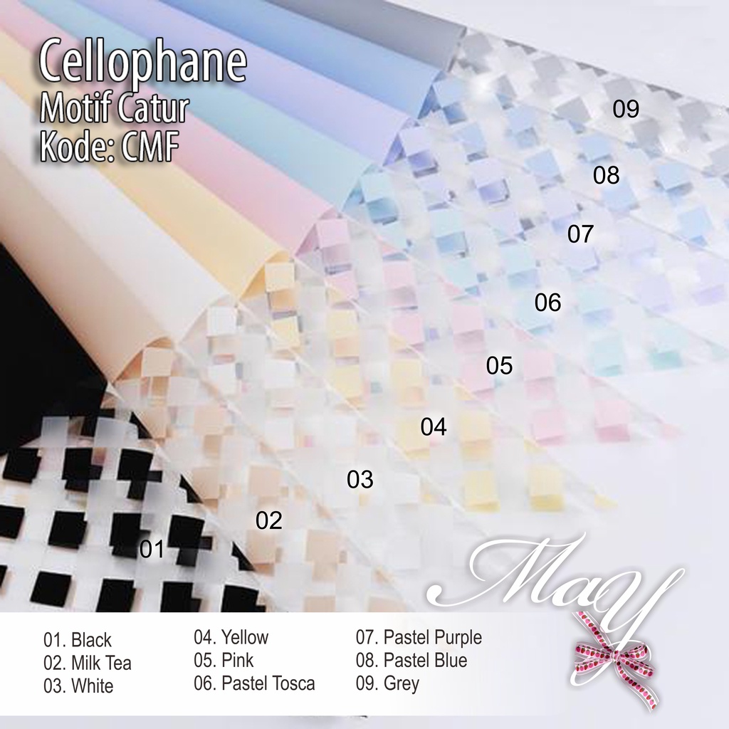 

1 lbr Cellophane warna Pastel kotak catur Bening Flower Wrap Buket (CMF)