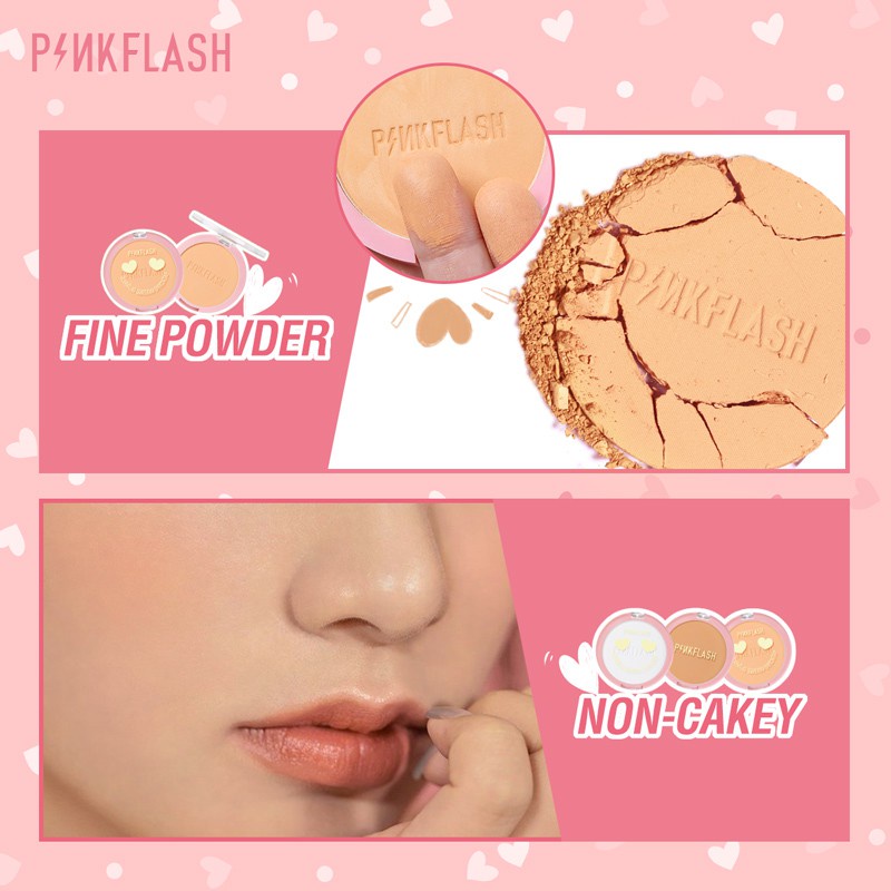 [BPOM&amp;ORI] PINKFLASH PF-F08 OhMySelf Pressed Powder Long-lasting Matte Lightweight Oil Control Special Edition Bedak Padat