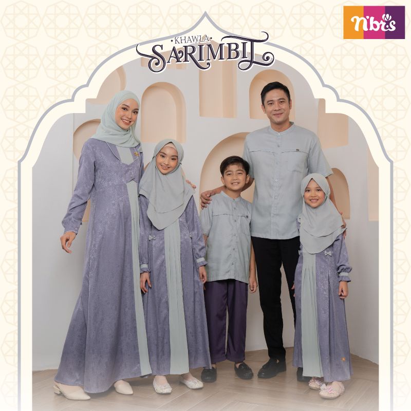 NIBRAS KHAWLA VIOLET SARIMBIT NIBRAS SET COUPLE KELUARGA