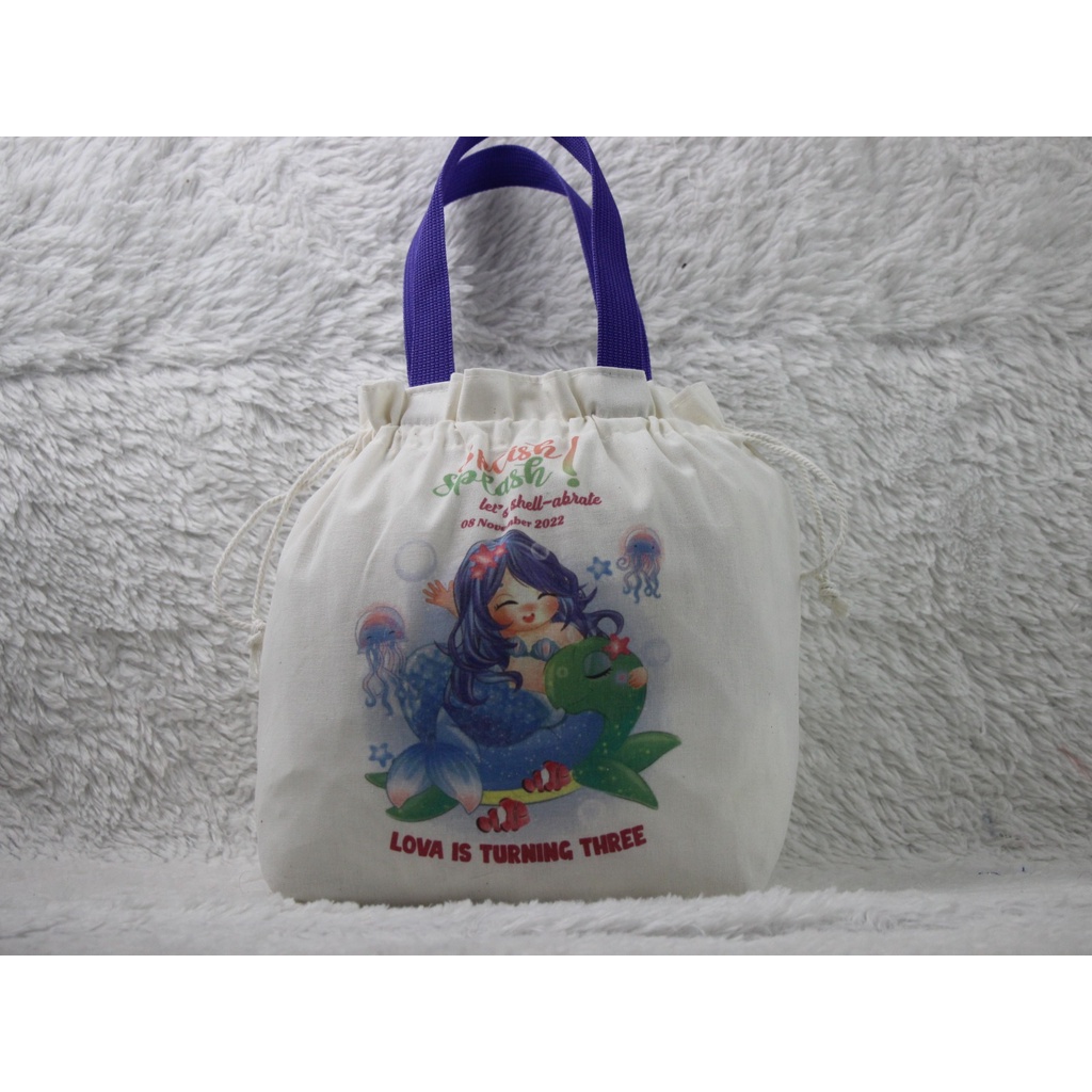 totebag murah/totebag custom/tas ulang tahun/totebag serut custom/blacu/hampers/custom ultah/custom lebaran/wedding