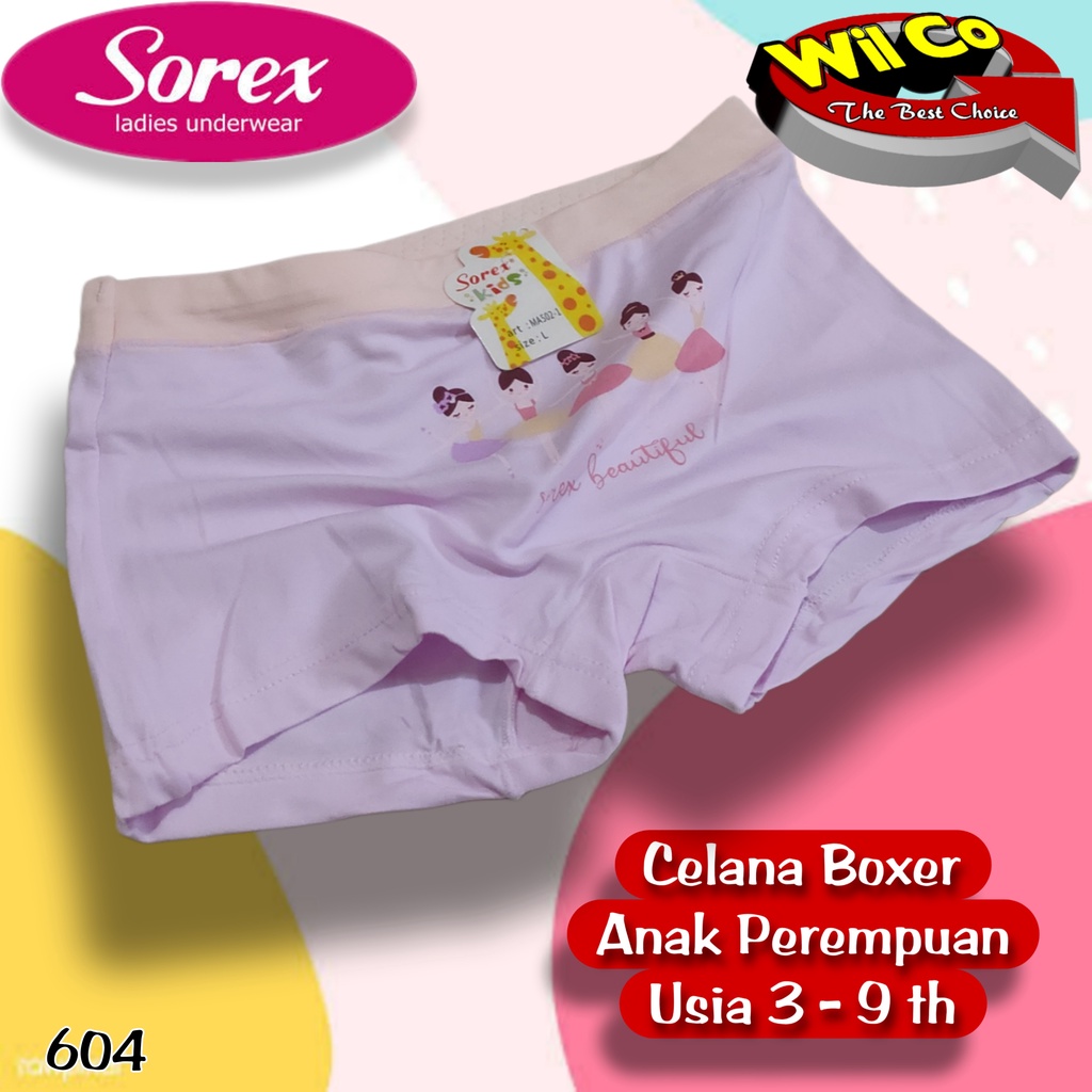 K604 - (HARGA PER 1 PCS) CELANA DALAM BOXER ANAK WANITA SOREX SIZE M - XL