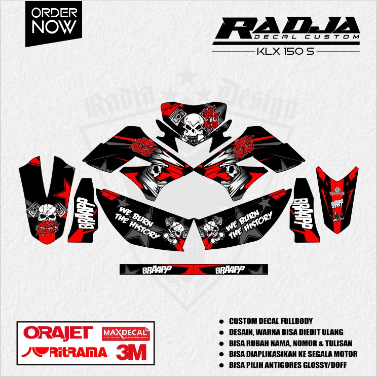 DECAL KLX 150 S OLD FULLBODY (005) DEKAL STIKER DTRACKER LAMA 2009 2010 2011 2012 2013 2014 2015 HIT