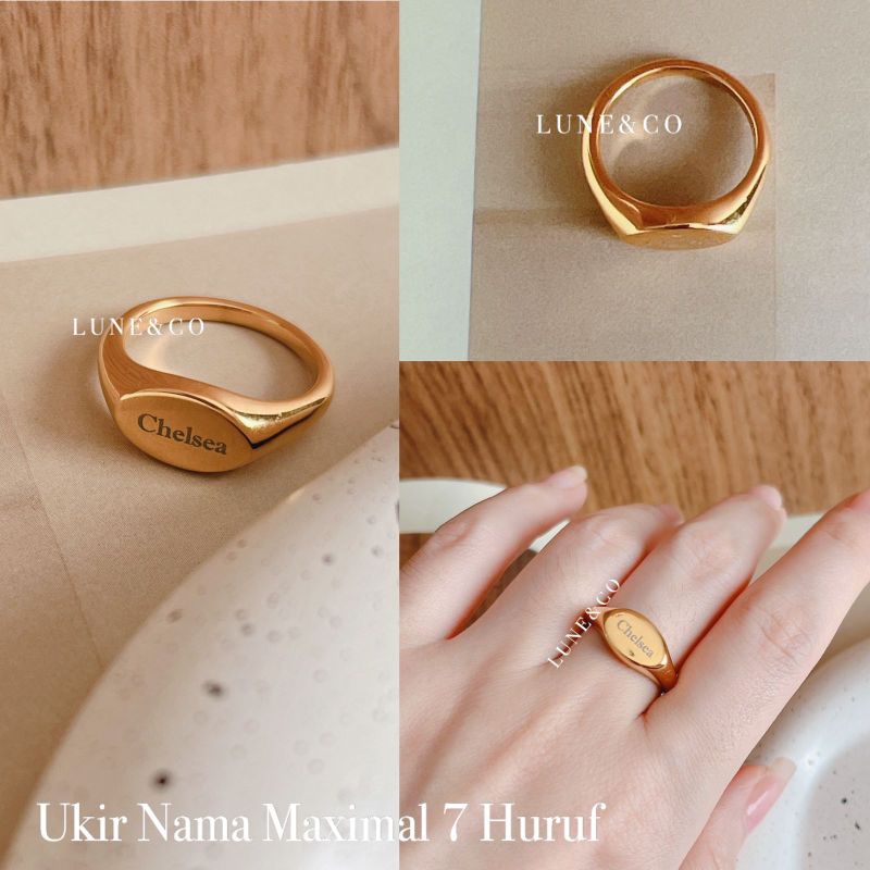 Cincin Signet Oval Engrave / Ukir Nama Titanium CS275