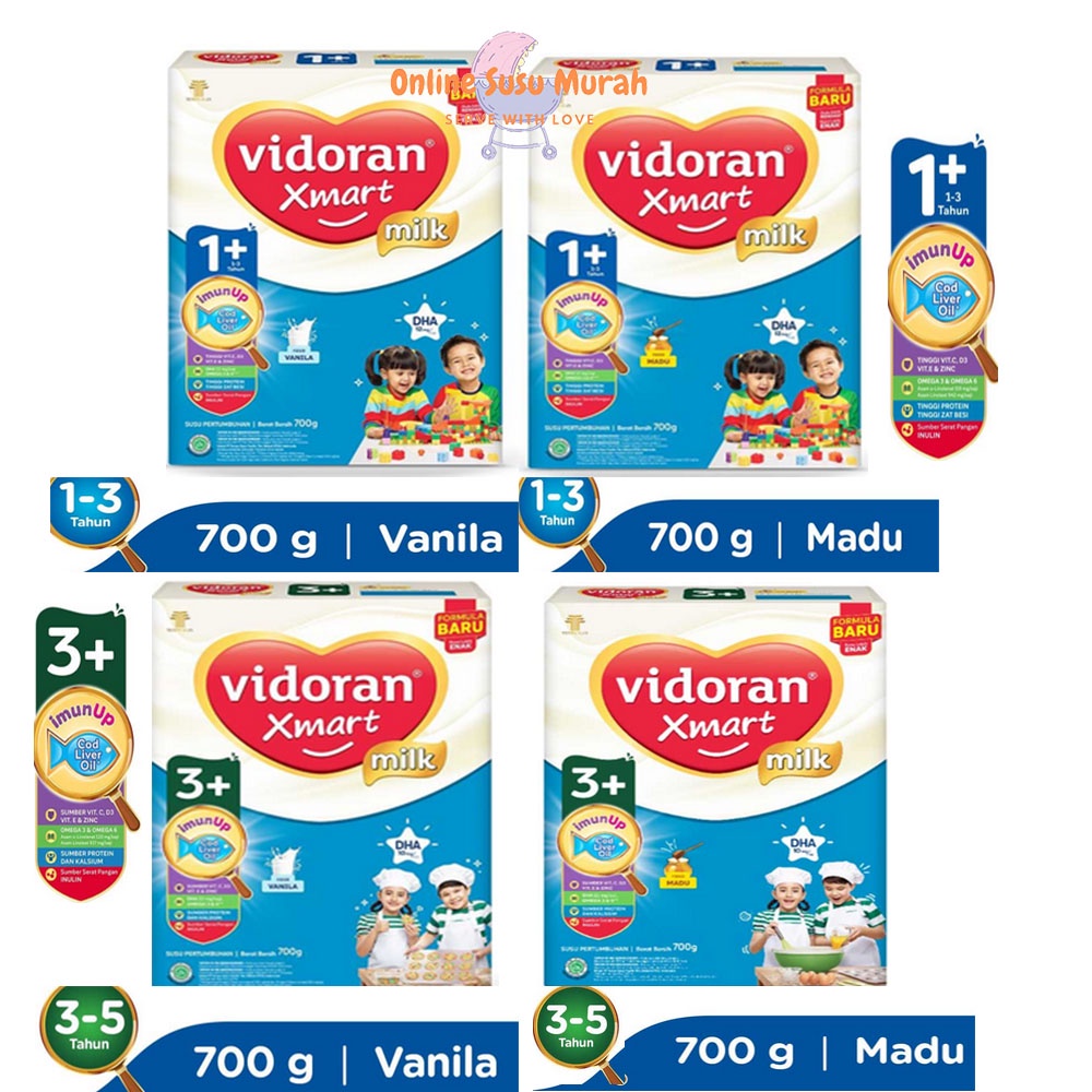 VIDORAN XMART 1+ 3+ IMUN SUSU FORMULA ALL VARIAN 700 GR