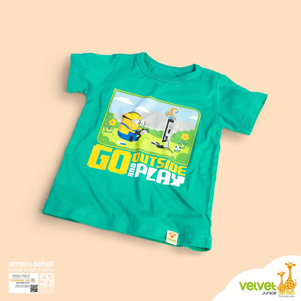 Velvet Junior Kaos Anak Laki laki - Printed Tees - Minion Hijau