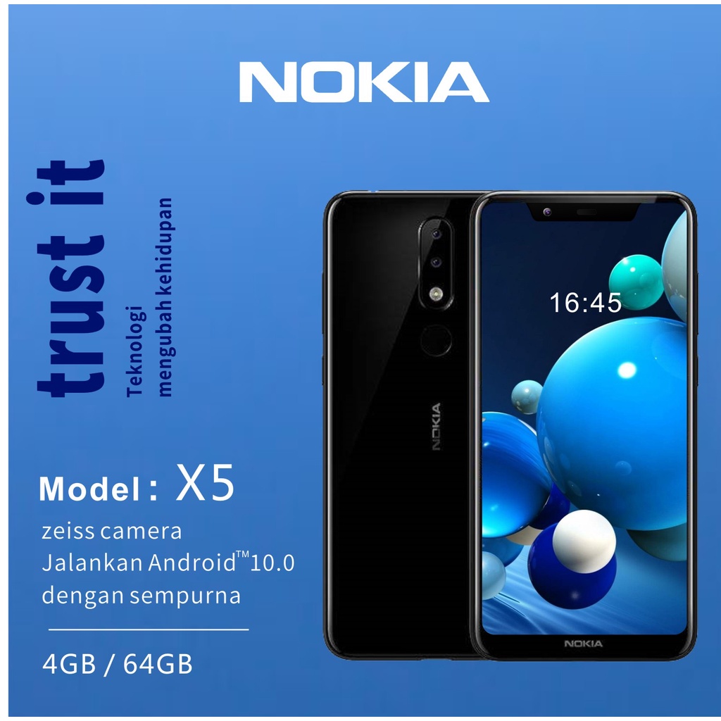 hp  Nokia X5（5.1plus)  type-c 4G/32G android10  13MP+ 5MP+8MP Camera  hp murah Layar Penuh handphone