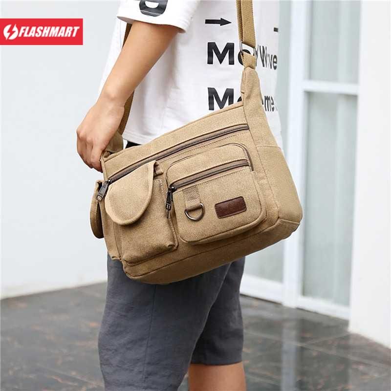 Flashmart Tas Selempang Messenger Bag Bahan Kanvas - 6109