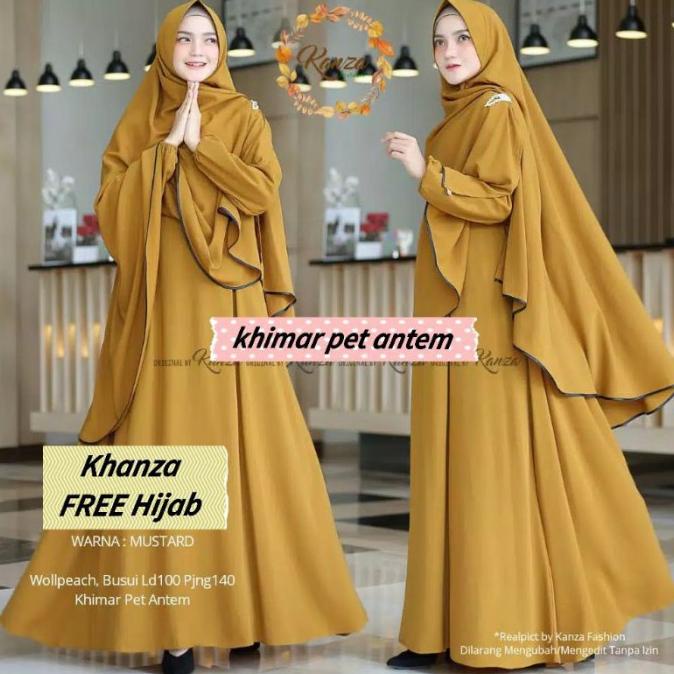 MURAH Gamis Dress Syari Busui Polos L XL JUMBO KHANZA Warna KUBUS MUSTARD