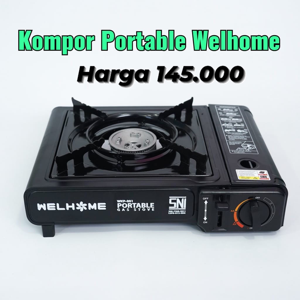 Kompor Gas Portable 2in1 WELHOME WKP-001 | Welhome Kompor Gas Portable Gas Stove Camping / Piknik 2 In 1 Gas Elpiji Dan Gas Kaleng SNI WKP001 / WKP-001 / WKP 001 | FMS