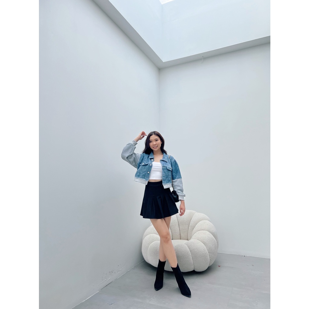 [ Marveile ] Beryl Crop Denim Jacket / Jaket Jeans Wanita