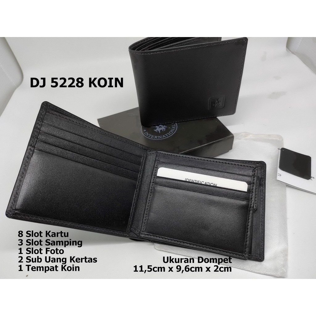 Dompet Pria David Jones DJ 5228 Koin Model Tidur Kulit Import