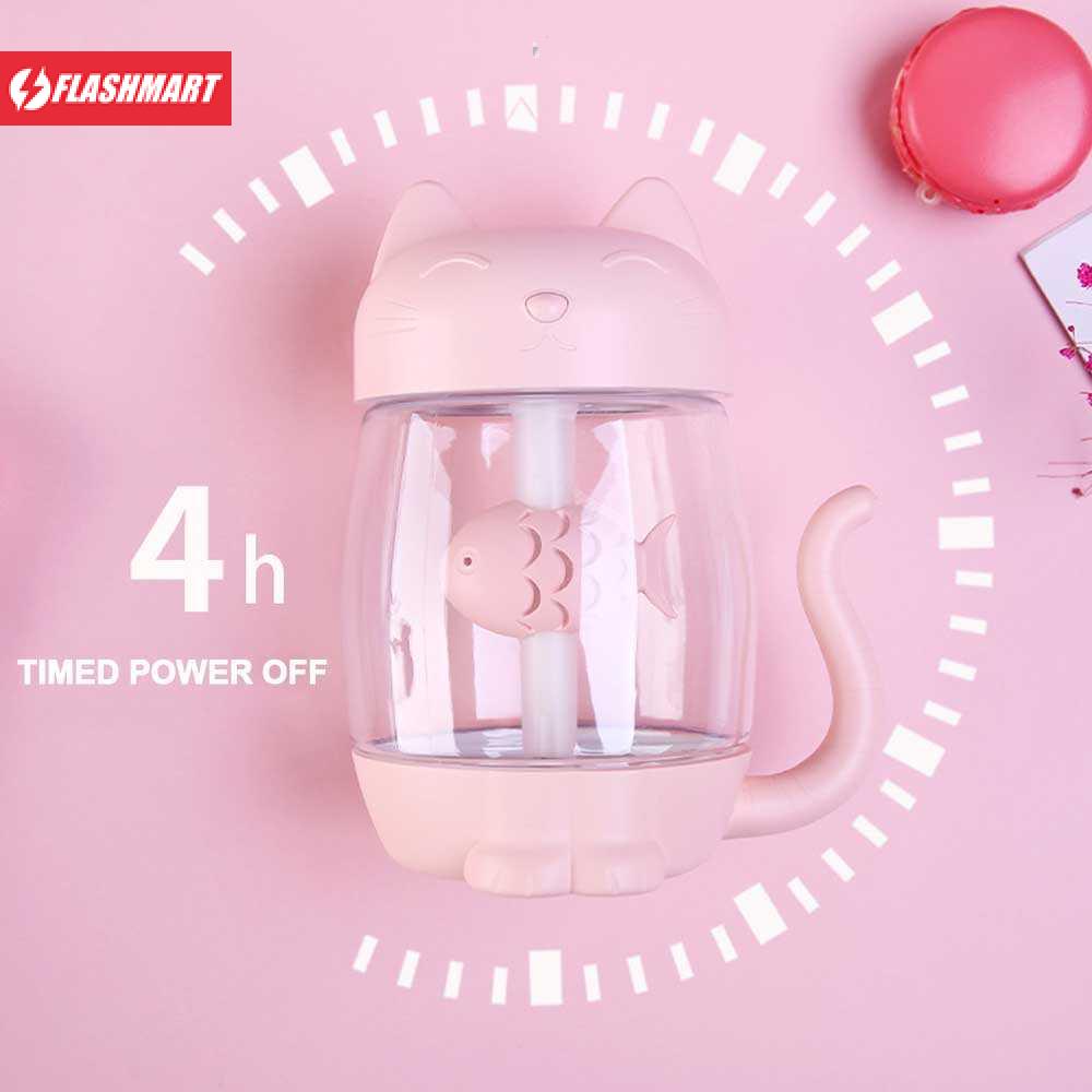 Flashmart 3 in 1 Air Humidifier Cat Kitty 350ml Fan + LED Lamp - La211