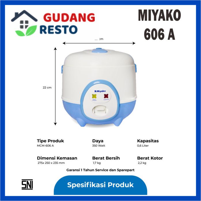 Miyako 606B / 606-B / 606 B Rice Cooker / Magic Com 3 in 1 kecil 0.6 L PENANAK NASI TRAVEL CAMPING ANAK KOS