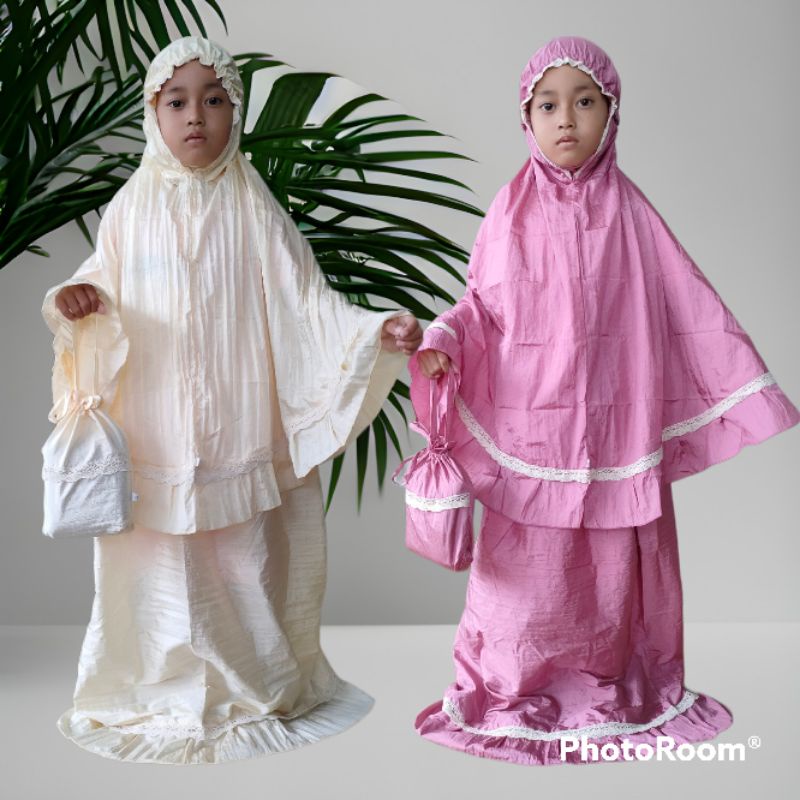 MUKENA ANAK SETELAN RENDA PARASUT free bordir nama