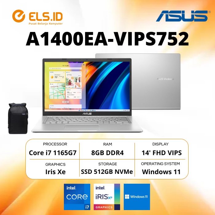 Asus VivoBook 14 A1400EA-VIPS752 i7 1165G7 8GB SSD 512GB 14' W11 + OHS