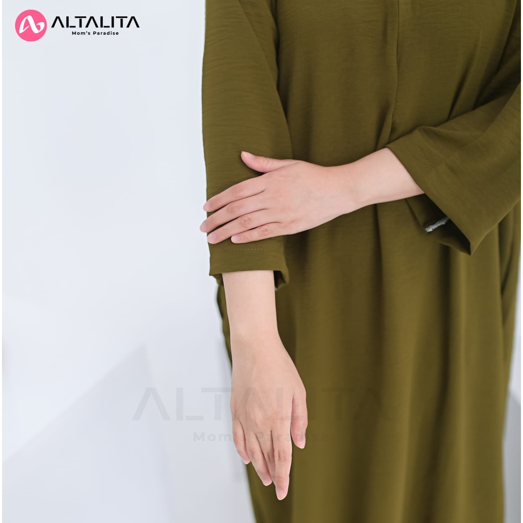 Altalita - Daster Gamis Jumbo Cringcle Airflow Polos Panjang Lengan Tangan 3/4 Semata Kaki Busui Kekinian