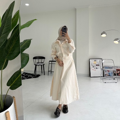 Hazel long dress / dress wanita / dress korea / baju wanita long dress / midi dress baju wanita tren