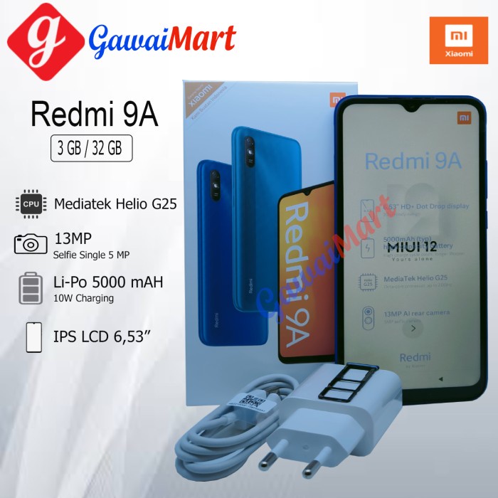 XIAOMI REDMI 9A 3/32 RAM 3GB ROM 32GB GARANSI RESMI